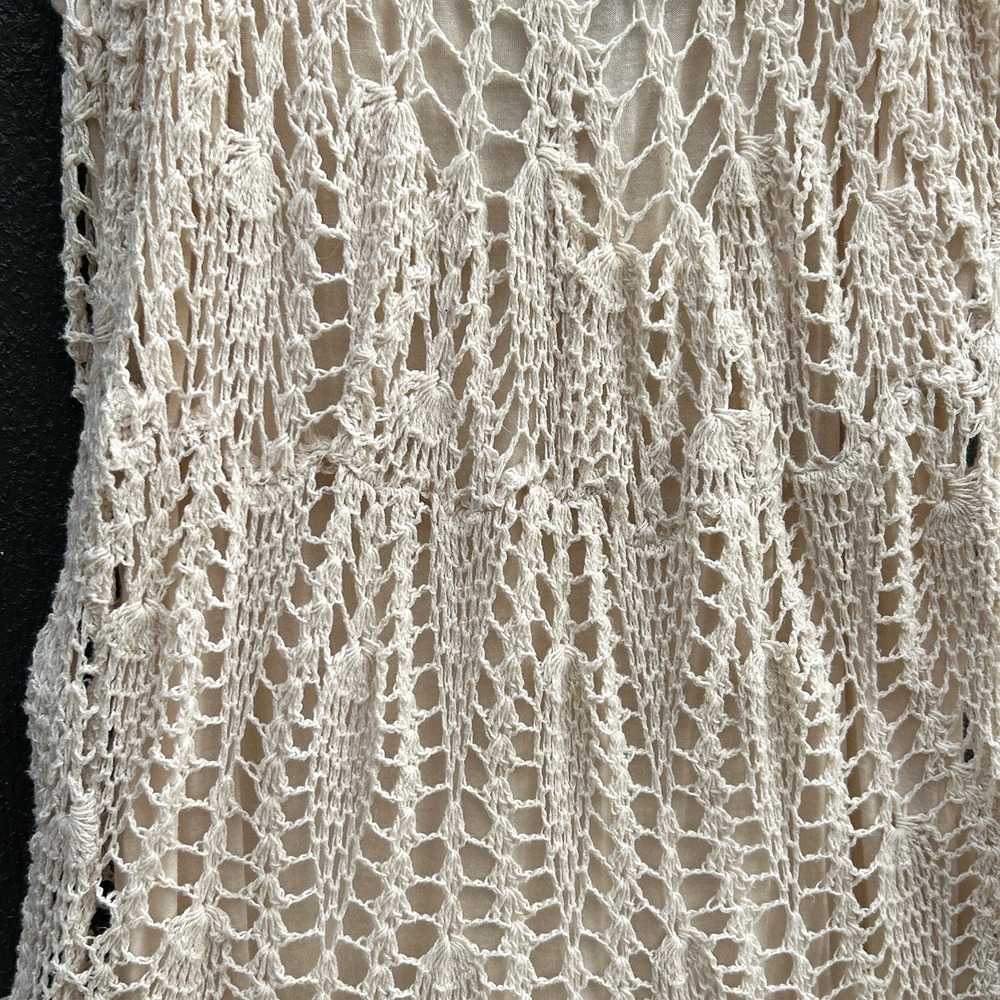 Zara Crochet Boho Fairy Slip Dress Medium Resort Festival Coastal Sheer Midi - Picture 10 of 11